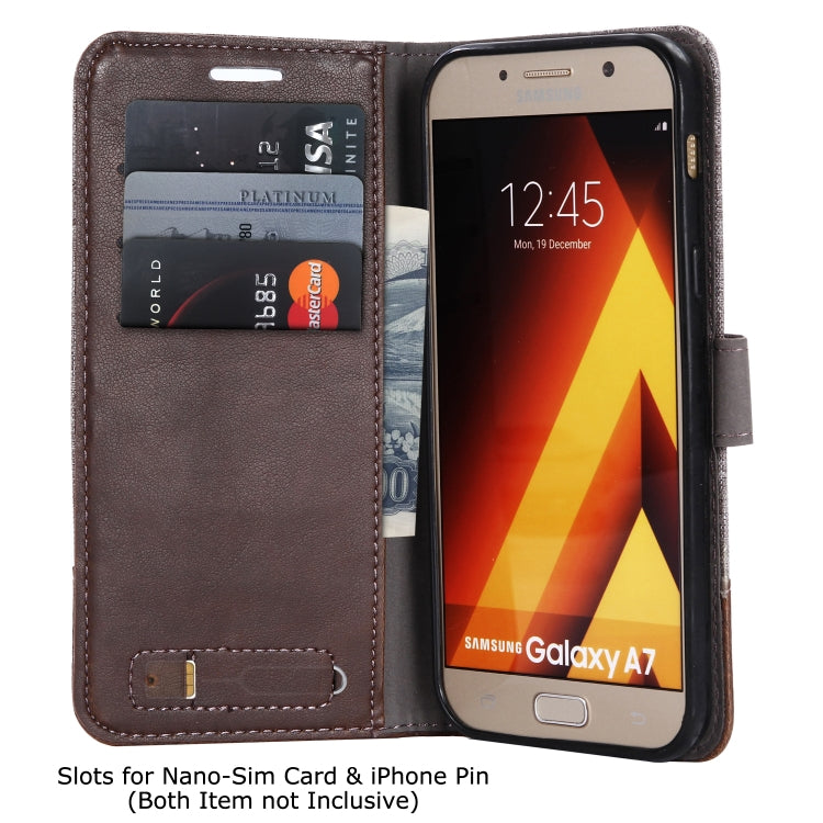 For Galaxy A7 (2017) MUXMA MX102 Horizontal Flip Canvas Leather Case with Stand & Card Slot & Wallet Function