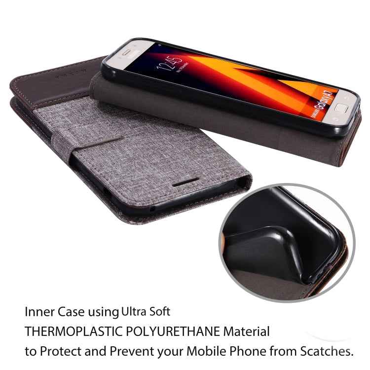 For Galaxy A7 (2017) MUXMA MX102 Horizontal Flip Canvas Leather Case with Stand & Card Slot & Wallet Function