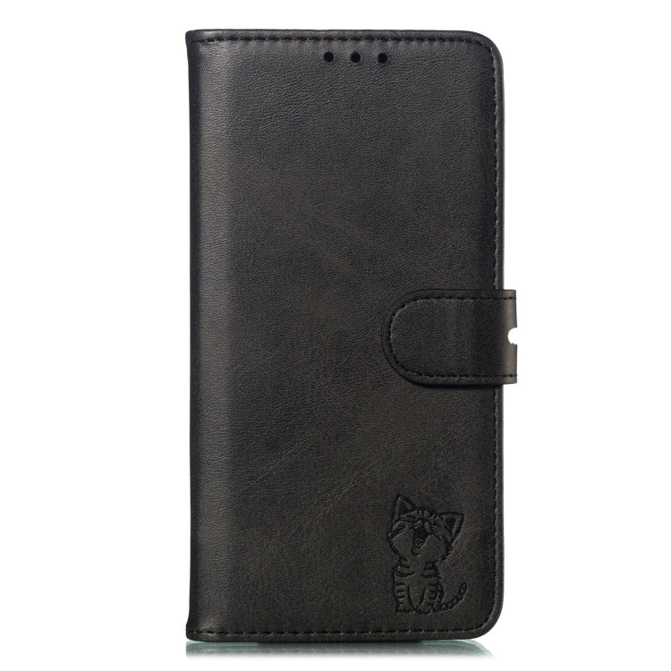 For iPhone 13 Pro Embossed Happy Cat Pattern Horizontal Flip Leather Case with Holder & Card Slots & Wallet