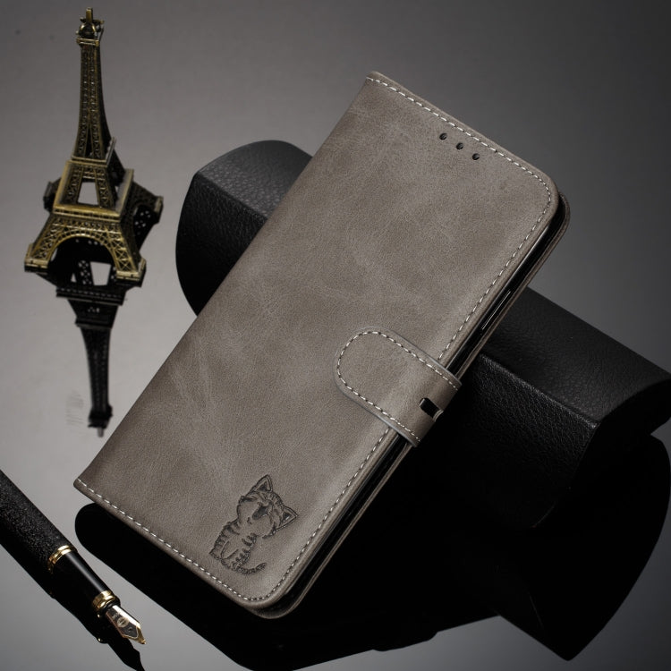 For iPhone 13 Pro Embossed Happy Cat Pattern Horizontal Flip Leather Case with Holder & Card Slots & Wallet