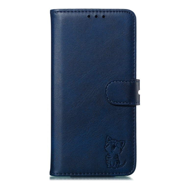 For iPhone 13 Pro Embossed Happy Cat Pattern Horizontal Flip Leather Case with Holder & Card Slots & Wallet