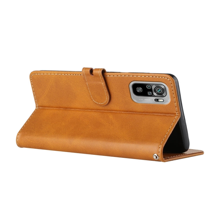 For Xiaomi Redmi Note 10 Stitching Style 2-Color Cow Texture Horizontal Flip PU Leather Case with Holder & Card Slot & Lanyard