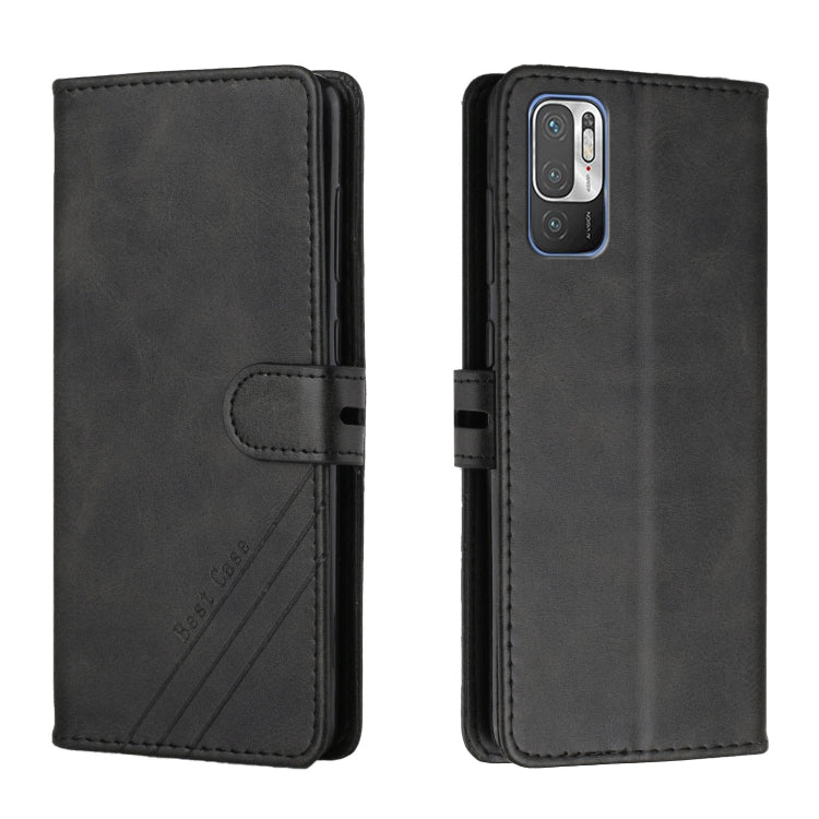 For Xiaomi Redmi Note 10 5G Stitching Style 2-Color Cow Texture Horizontal Flip PU Leather Case with Holder & Card Slot & Lanyard