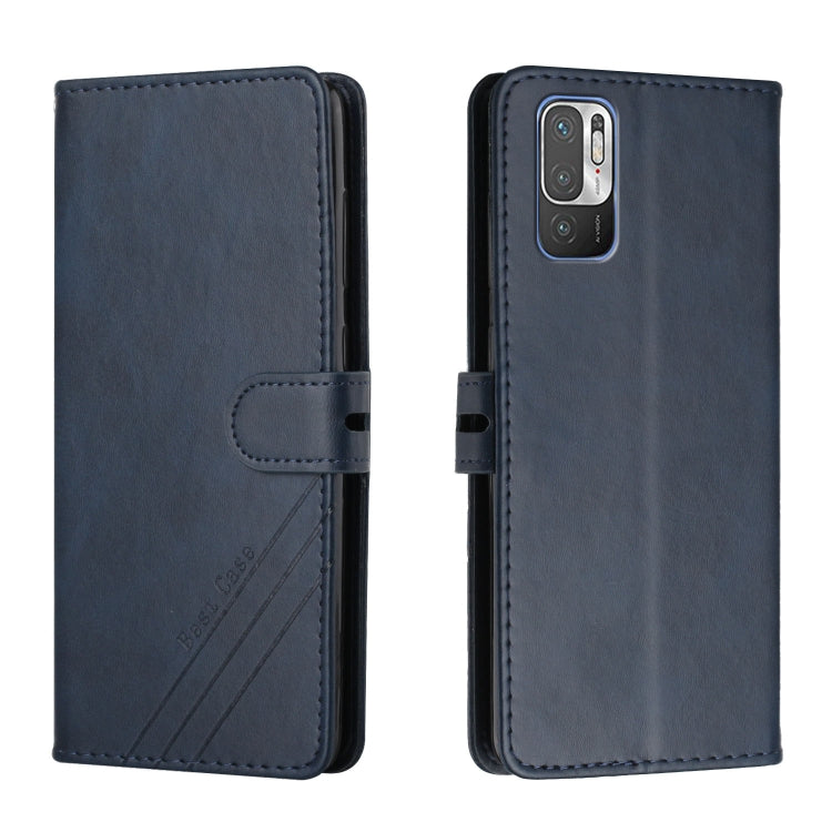 For Xiaomi Redmi Note 10 5G Stitching Style 2-Color Cow Texture Horizontal Flip PU Leather Case with Holder & Card Slot & Lanyard