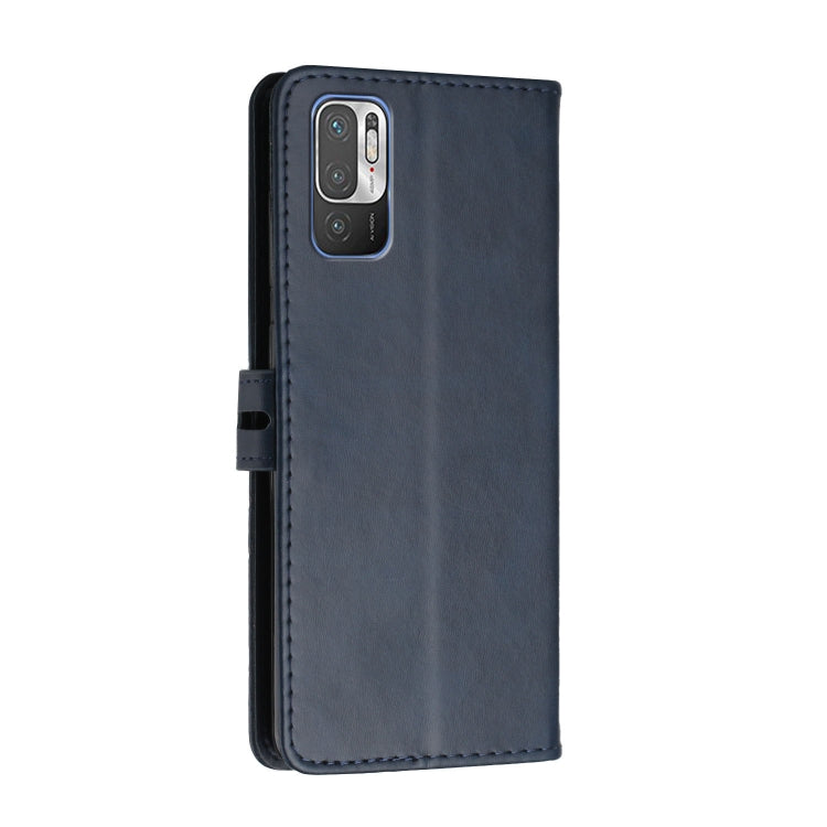 For Xiaomi Redmi Note 10 5G Stitching Style 2-Color Cow Texture Horizontal Flip PU Leather Case with Holder & Card Slot & Lanyard