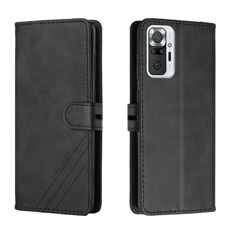 For Xiaomi Redmi Note 10 Pro Stitching Style 2-Color Cow Texture Horizontal Flip PU Leather Case with Holder & Card Slot & Lanyard