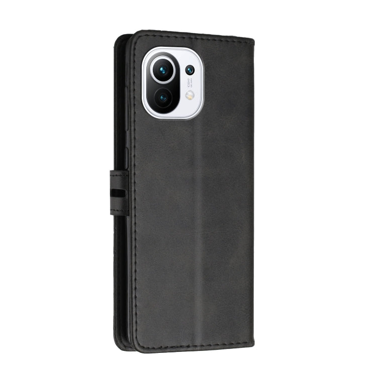 For Xiaomi Mi 11 Stitching Style 2-Color Cow Texture Horizontal Flip PU Leather Case with Holder & Card Slot & Lanyard