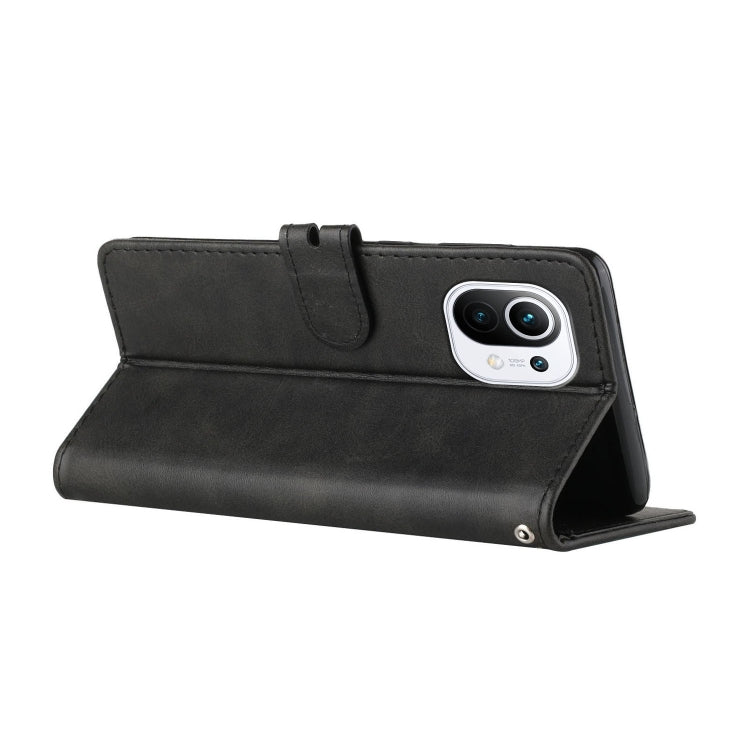 For Xiaomi Mi 11 Stitching Style 2-Color Cow Texture Horizontal Flip PU Leather Case with Holder & Card Slot & Lanyard