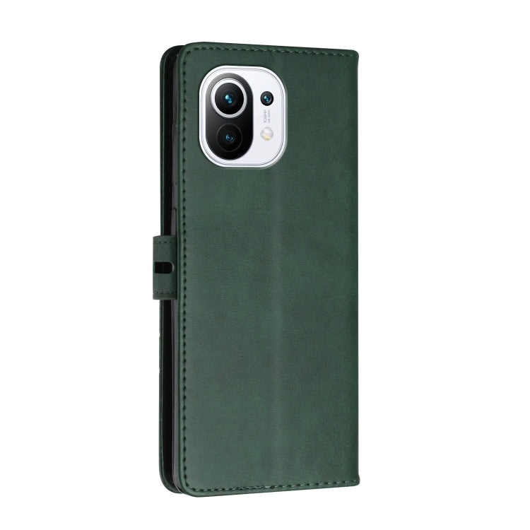 For Xiaomi Mi 11 Stitching Style 2-Color Cow Texture Horizontal Flip PU Leather Case with Holder & Card Slot & Lanyard