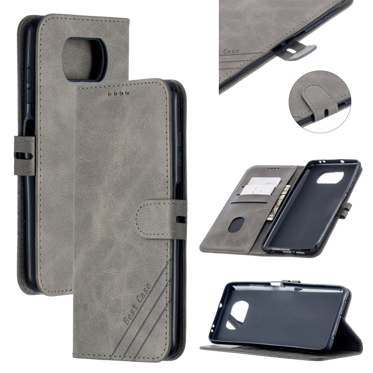 For Xiaomi Poco X3 NFC Stitching Style 2-Color Cow Texture Horizontal Flip PU Leather Case with Holder & Card Slot & Lanyard