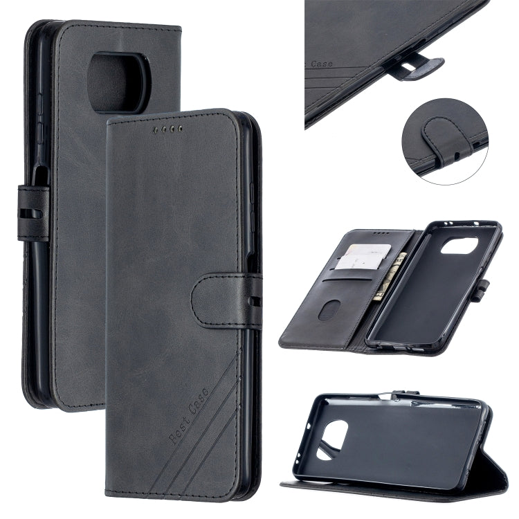 For Xiaomi Poco X3 NFC Stitching Style 2-Color Cow Texture Horizontal Flip PU Leather Case with Holder & Card Slot & Lanyard