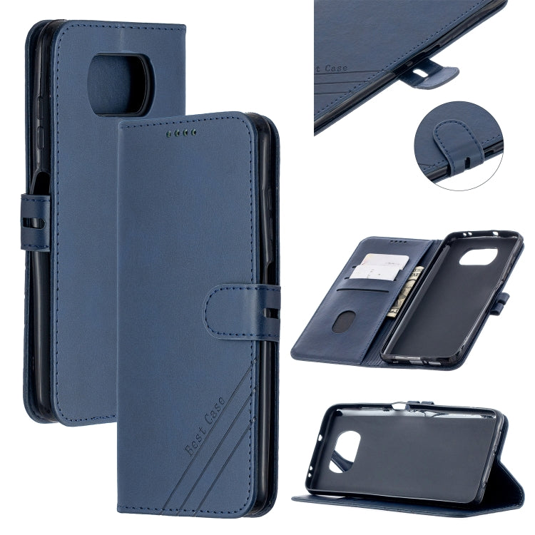 For Xiaomi Poco X3 NFC Stitching Style 2-Color Cow Texture Horizontal Flip PU Leather Case with Holder & Card Slot & Lanyard