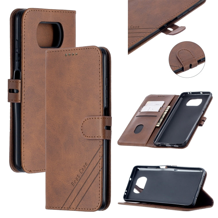 For Xiaomi Poco X3 NFC Stitching Style 2-Color Cow Texture Horizontal Flip PU Leather Case with Holder & Card Slot & Lanyard