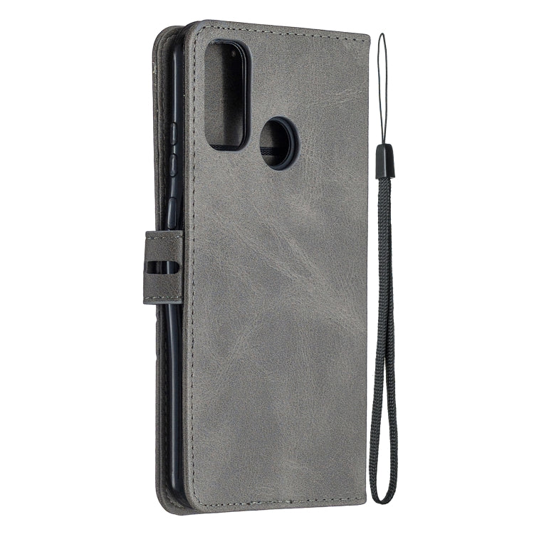 For Huawei P smart 2020 Stitching Style 2-Color Cow Texture Horizontal Flip PU Leather Case with Holder & Card Slot & Lanyard