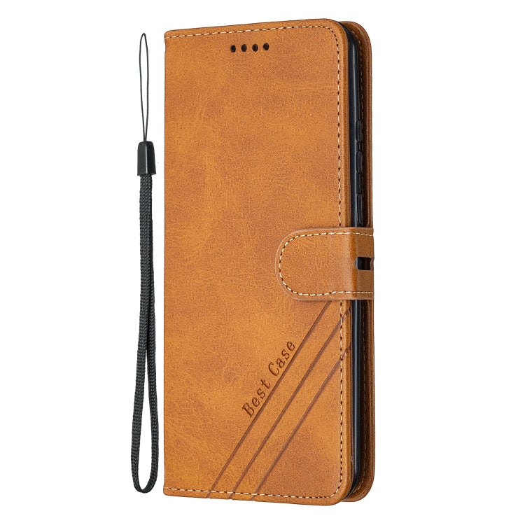 For Huawei P smart 2020 Stitching Style 2-Color Cow Texture Horizontal Flip PU Leather Case with Holder & Card Slot & Lanyard