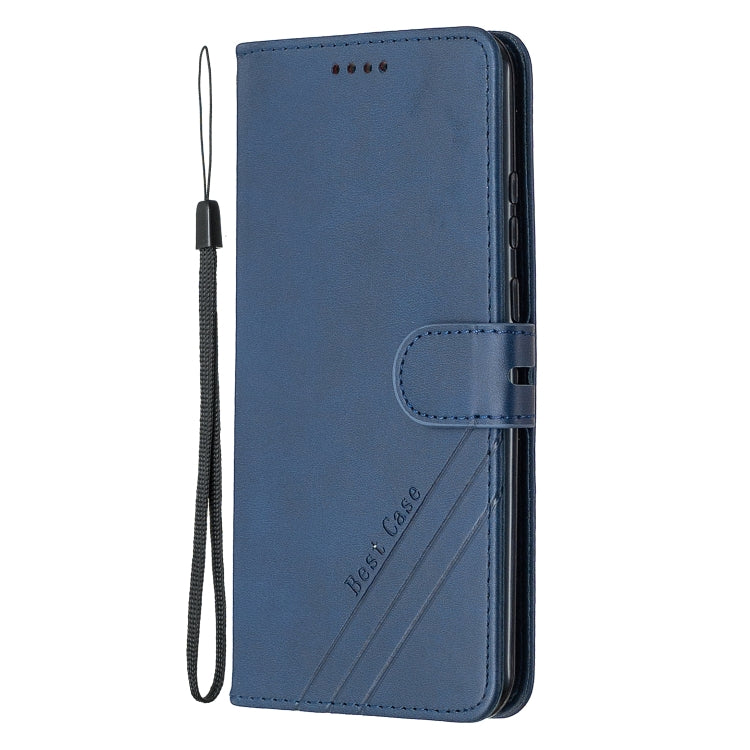 For Huawei P smart 2020 Stitching Style 2-Color Cow Texture Horizontal Flip PU Leather Case with Holder & Card Slot & Lanyard