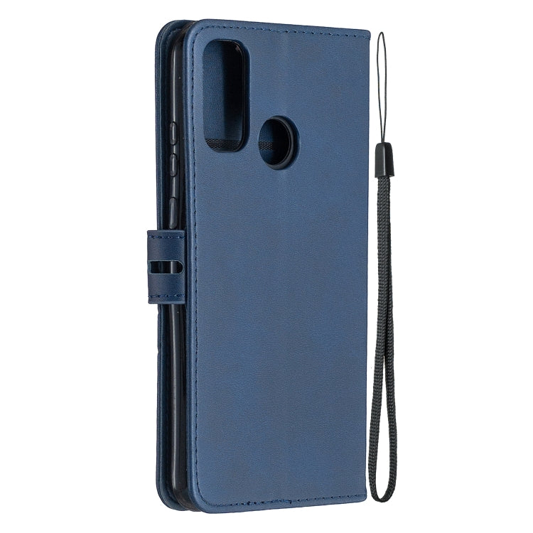 For Huawei P smart 2020 Stitching Style 2-Color Cow Texture Horizontal Flip PU Leather Case with Holder & Card Slot & Lanyard