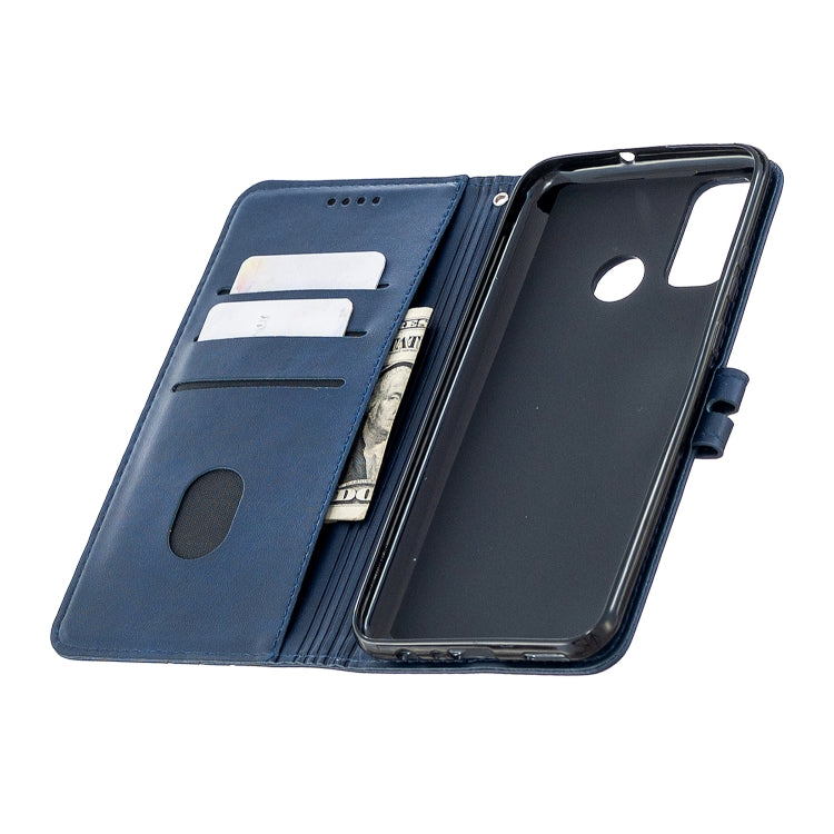 For Huawei P smart 2020 Stitching Style 2-Color Cow Texture Horizontal Flip PU Leather Case with Holder & Card Slot & Lanyard