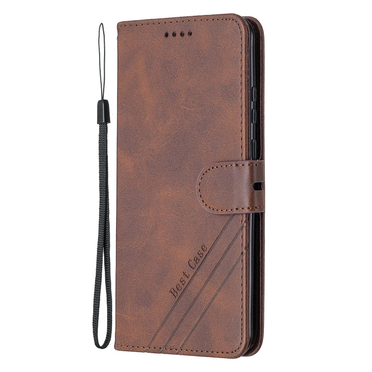 For Huawei P smart 2020 Stitching Style 2-Color Cow Texture Horizontal Flip PU Leather Case with Holder & Card Slot & Lanyard