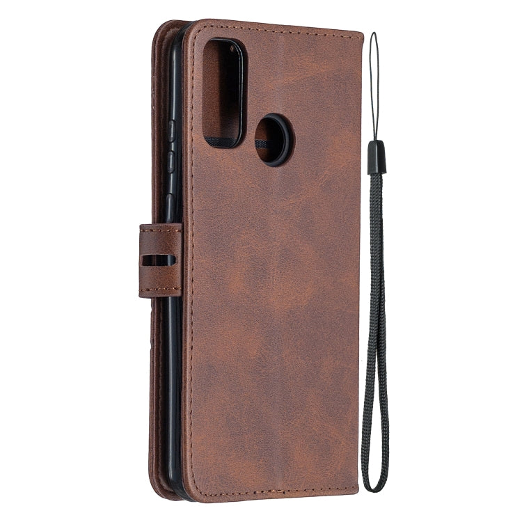 For Huawei P smart 2020 Stitching Style 2-Color Cow Texture Horizontal Flip PU Leather Case with Holder & Card Slot & Lanyard