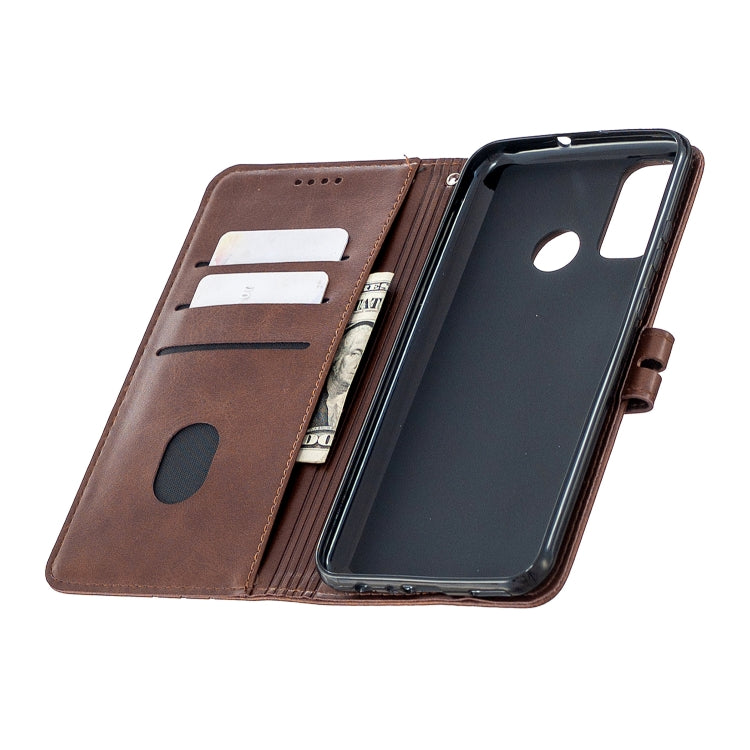 For Huawei P smart 2020 Stitching Style 2-Color Cow Texture Horizontal Flip PU Leather Case with Holder & Card Slot & Lanyard