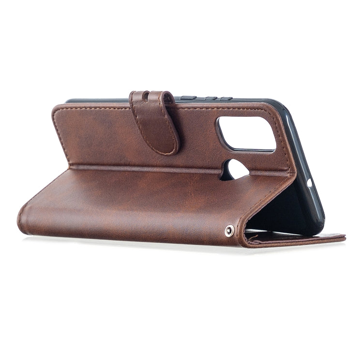 For Huawei P smart 2020 Stitching Style 2-Color Cow Texture Horizontal Flip PU Leather Case with Holder & Card Slot & Lanyard