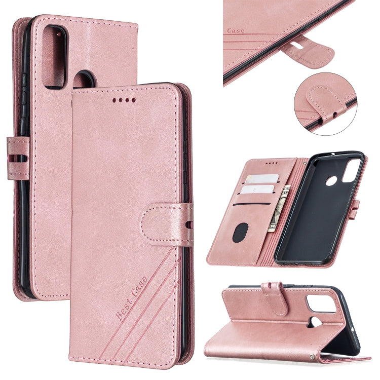 For Huawei P smart 2020 Stitching Style 2-Color Cow Texture Horizontal Flip PU Leather Case with Holder & Card Slot & Lanyard