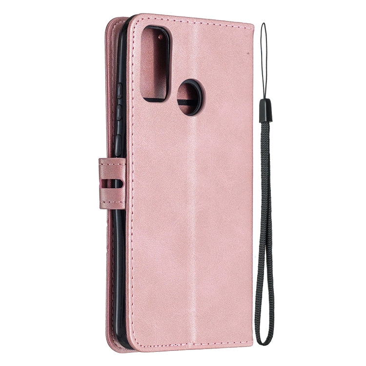 For Huawei P smart 2020 Stitching Style 2-Color Cow Texture Horizontal Flip PU Leather Case with Holder & Card Slot & Lanyard