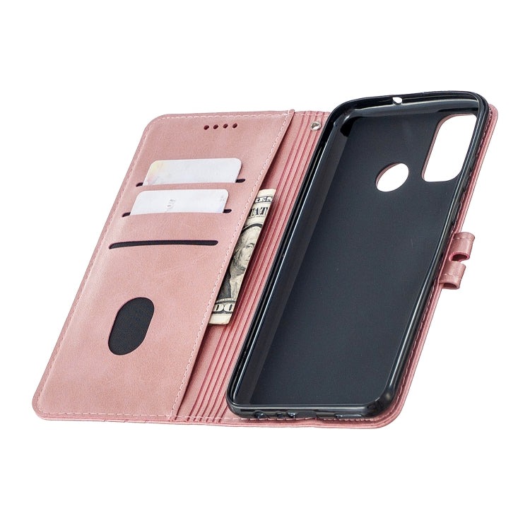 For Huawei P smart 2020 Stitching Style 2-Color Cow Texture Horizontal Flip PU Leather Case with Holder & Card Slot & Lanyard