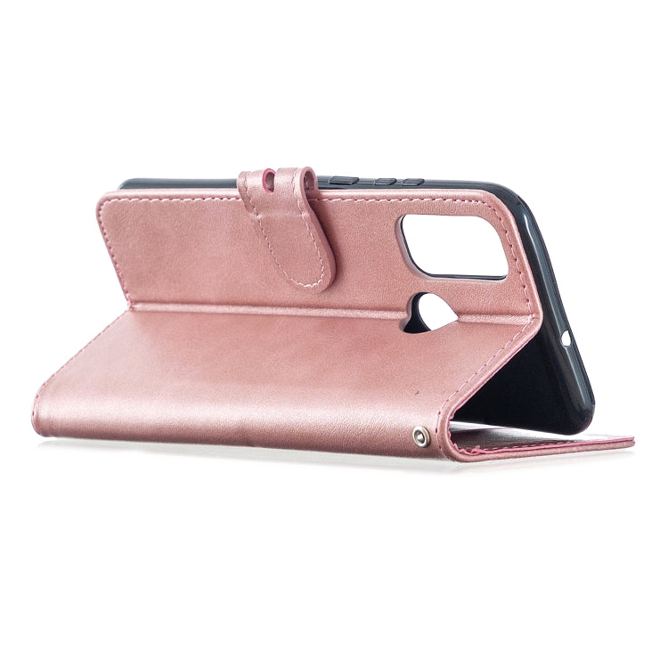 For Huawei P smart 2020 Stitching Style 2-Color Cow Texture Horizontal Flip PU Leather Case with Holder & Card Slot & Lanyard