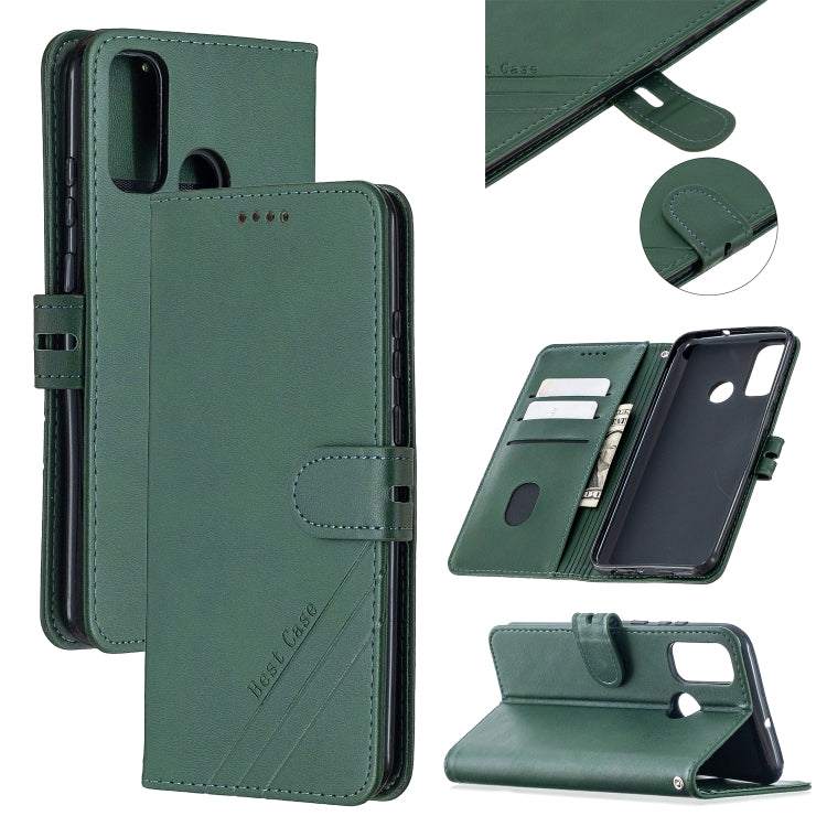 For Huawei P smart 2020 Stitching Style 2-Color Cow Texture Horizontal Flip PU Leather Case with Holder & Card Slot & Lanyard