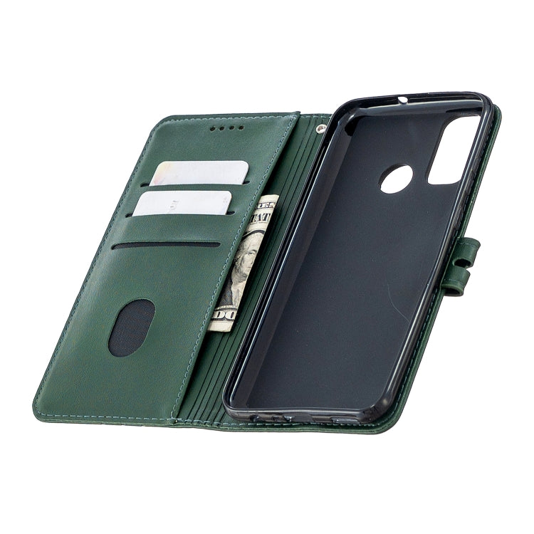 For Huawei P smart 2020 Stitching Style 2-Color Cow Texture Horizontal Flip PU Leather Case with Holder & Card Slot & Lanyard