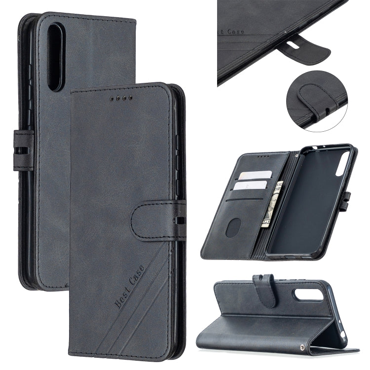 For Huawei P Smart S / Y8p Stitching Style 2-Color Cow Texture Horizontal Flip PU Leather Case with Holder & Card Slot & Lanyard