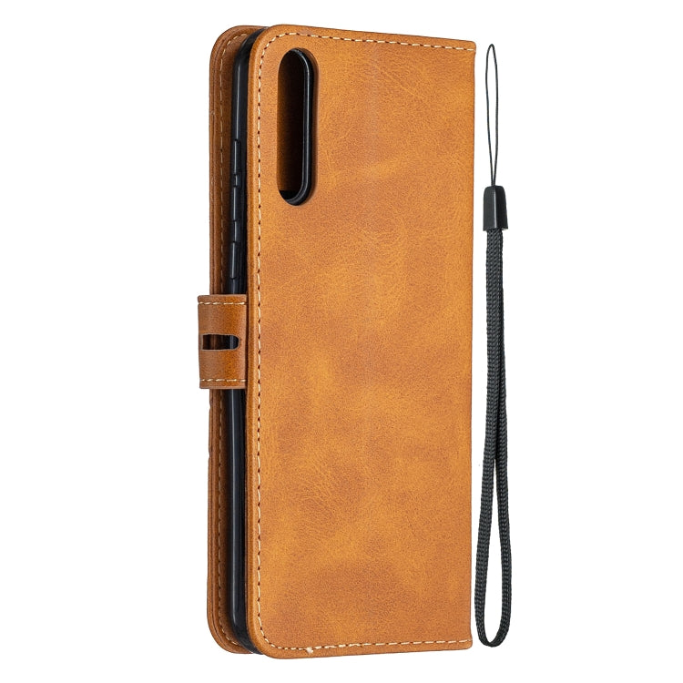 For Huawei P Smart S / Y8p Stitching Style 2-Color Cow Texture Horizontal Flip PU Leather Case with Holder & Card Slot & Lanyard