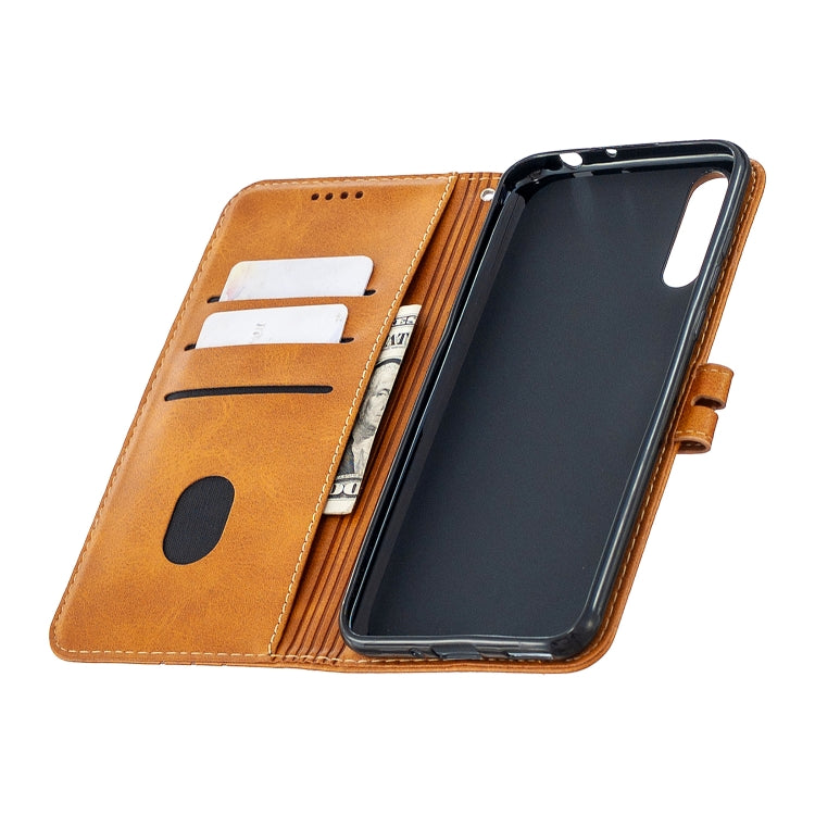For Huawei P Smart S / Y8p Stitching Style 2-Color Cow Texture Horizontal Flip PU Leather Case with Holder & Card Slot & Lanyard