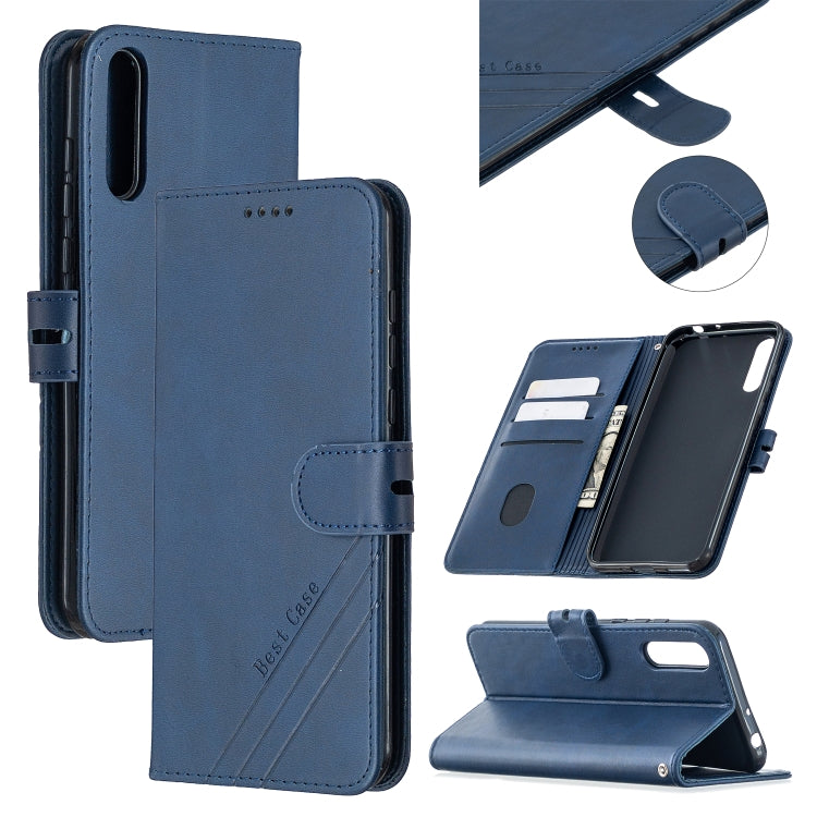 For Huawei P Smart S / Y8p Stitching Style 2-Color Cow Texture Horizontal Flip PU Leather Case with Holder & Card Slot & Lanyard
