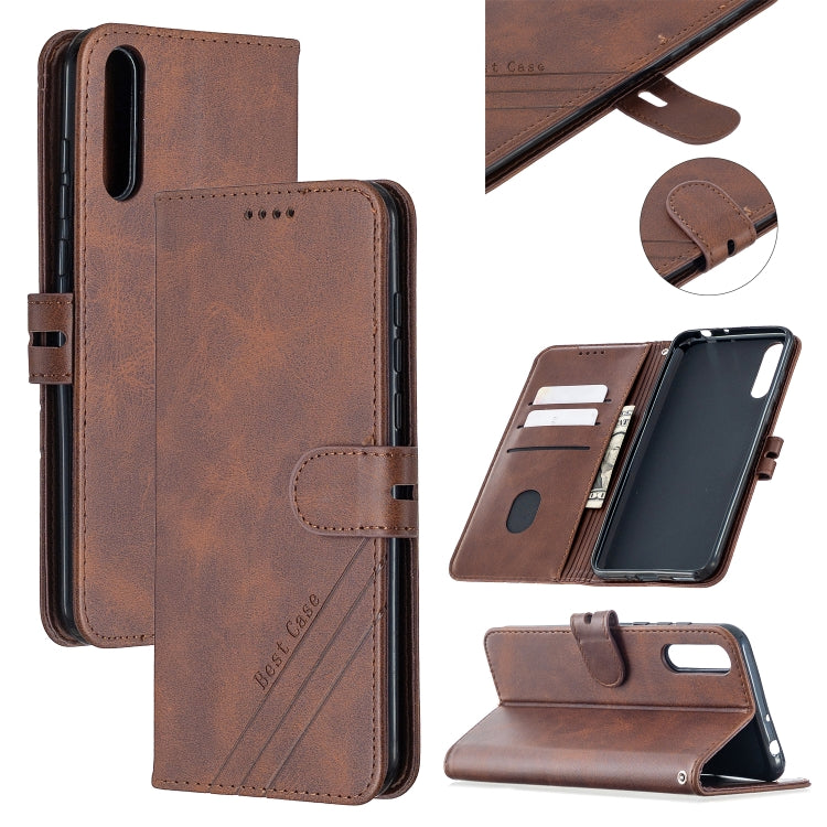 For Huawei P Smart S / Y8p Stitching Style 2-Color Cow Texture Horizontal Flip PU Leather Case with Holder & Card Slot & Lanyard