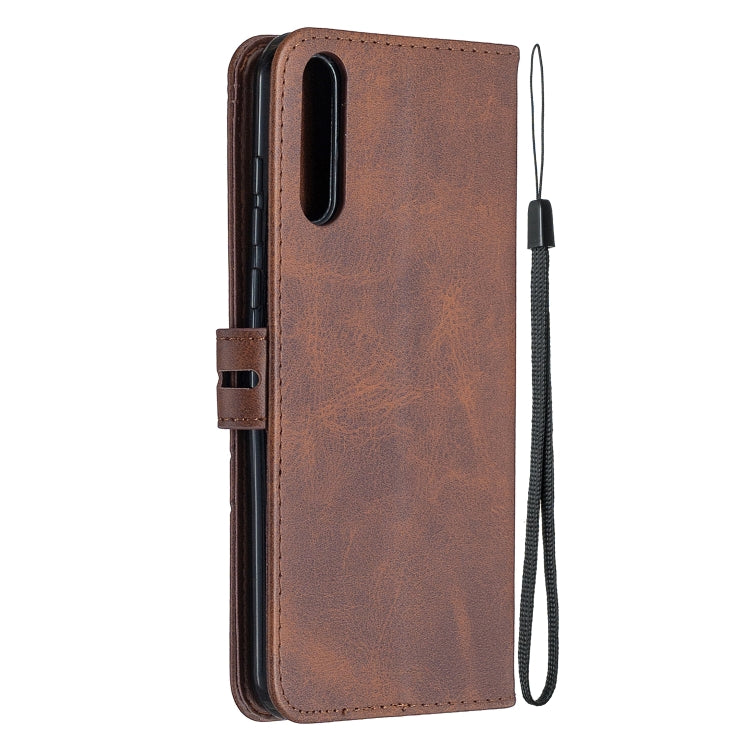 For Huawei P Smart S / Y8p Stitching Style 2-Color Cow Texture Horizontal Flip PU Leather Case with Holder & Card Slot & Lanyard