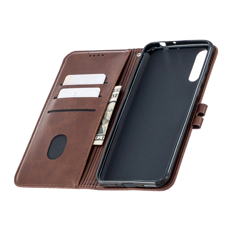 For Huawei P Smart S / Y8p Stitching Style 2-Color Cow Texture Horizontal Flip PU Leather Case with Holder & Card Slot & Lanyard