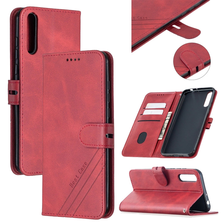For Huawei P Smart S / Y8p Stitching Style 2-Color Cow Texture Horizontal Flip PU Leather Case with Holder & Card Slot & Lanyard