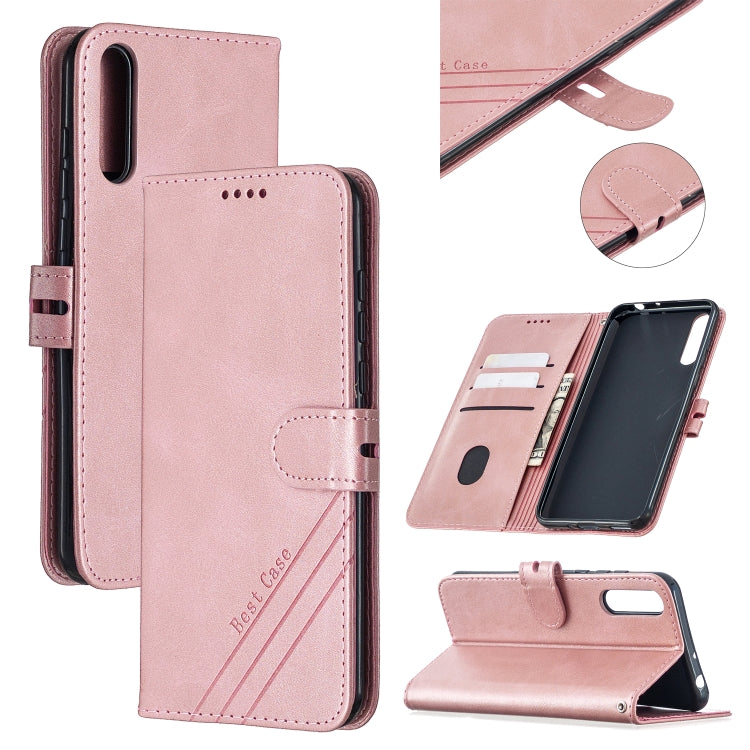 For Huawei P Smart S / Y8p Stitching Style 2-Color Cow Texture Horizontal Flip PU Leather Case with Holder & Card Slot & Lanyard