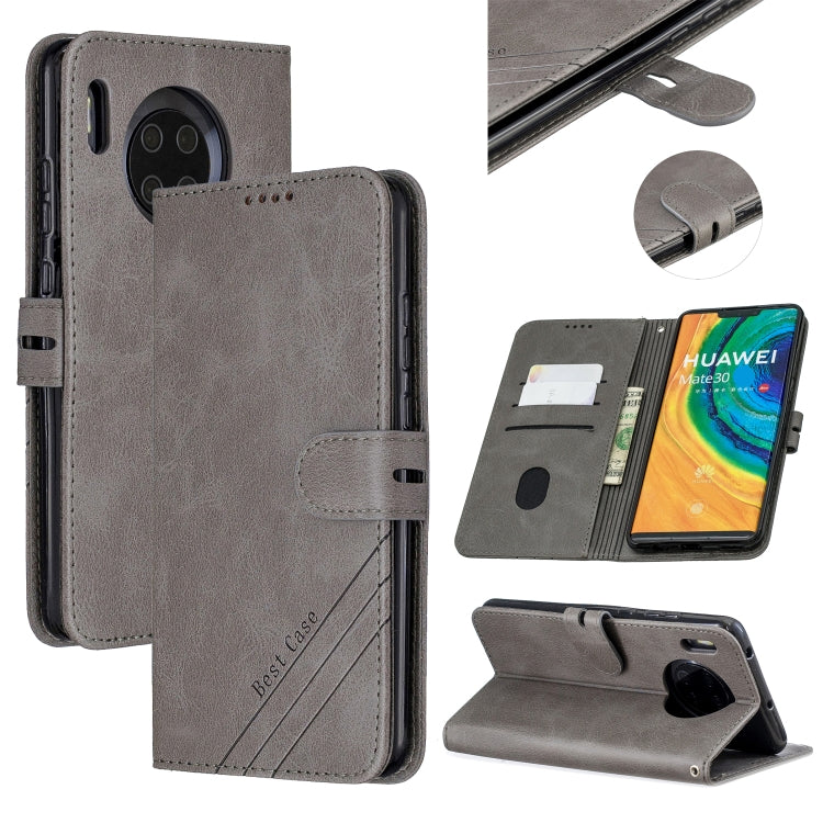 For Huawei Mate 30 Stitching Style 2-Color Cow Texture Horizontal Flip PU Leather Case with Holder & Card Slot & Lanyard