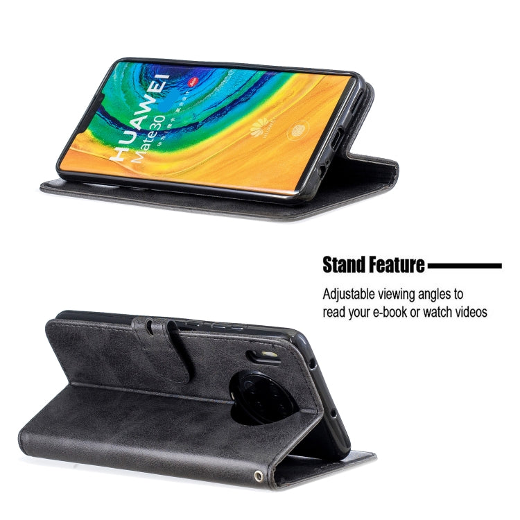 For Huawei Mate 30 Stitching Style 2-Color Cow Texture Horizontal Flip PU Leather Case with Holder & Card Slot & Lanyard