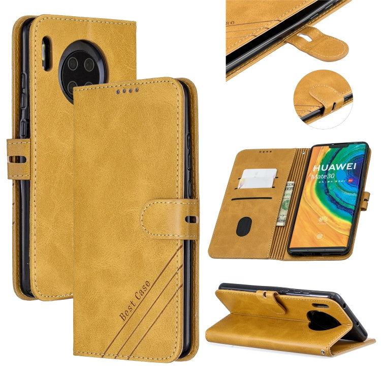 For Huawei Mate 30 Stitching Style 2-Color Cow Texture Horizontal Flip PU Leather Case with Holder & Card Slot & Lanyard