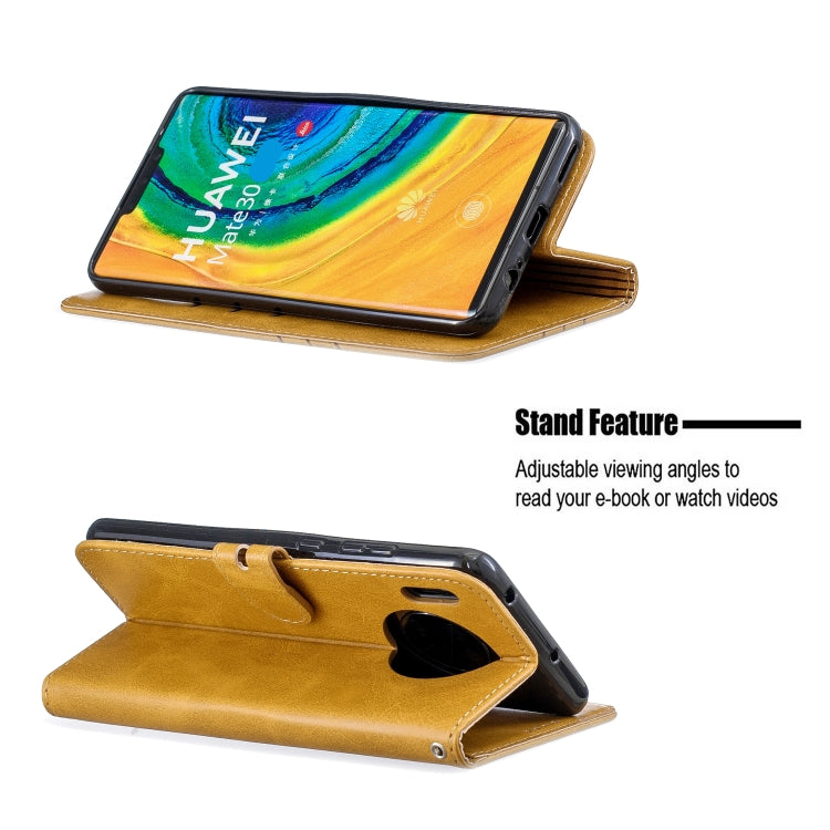 For Huawei Mate 30 Stitching Style 2-Color Cow Texture Horizontal Flip PU Leather Case with Holder & Card Slot & Lanyard