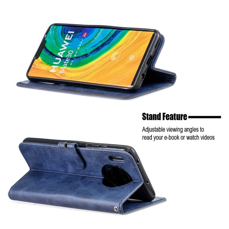 For Huawei Mate 30 Stitching Style 2-Color Cow Texture Horizontal Flip PU Leather Case with Holder & Card Slot & Lanyard