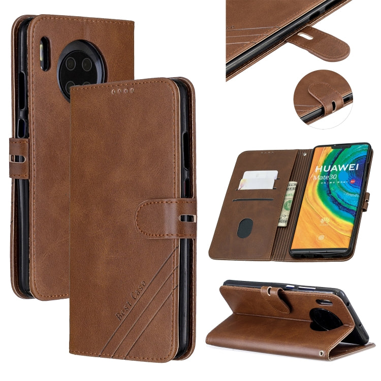 For Huawei Mate 30 Stitching Style 2-Color Cow Texture Horizontal Flip PU Leather Case with Holder & Card Slot & Lanyard