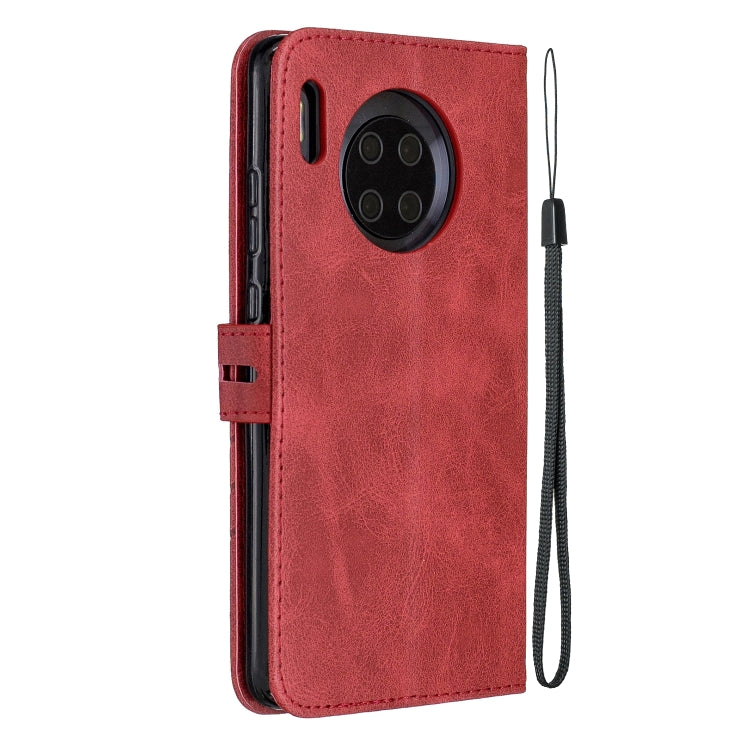 For Huawei Mate 30 Stitching Style 2-Color Cow Texture Horizontal Flip PU Leather Case with Holder & Card Slot & Lanyard