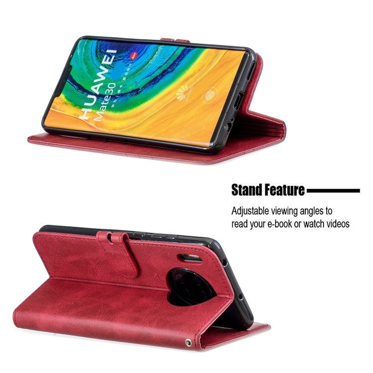 For Huawei Mate 30 Stitching Style 2-Color Cow Texture Horizontal Flip PU Leather Case with Holder & Card Slot & Lanyard