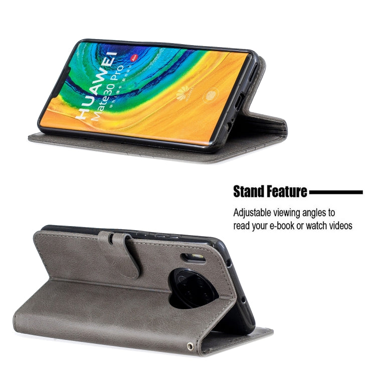 For Huawei Mate 30 Pro Stitching Style 2-Color Cow Texture Horizontal Flip PU Leather Case with Holder & Card Slot & Lanyard